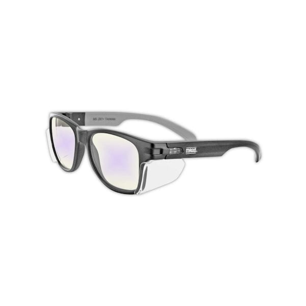 Y50, Safety Glasses, Anti-Fog, Blue Blocking Lens, Black Frame, 1 PR